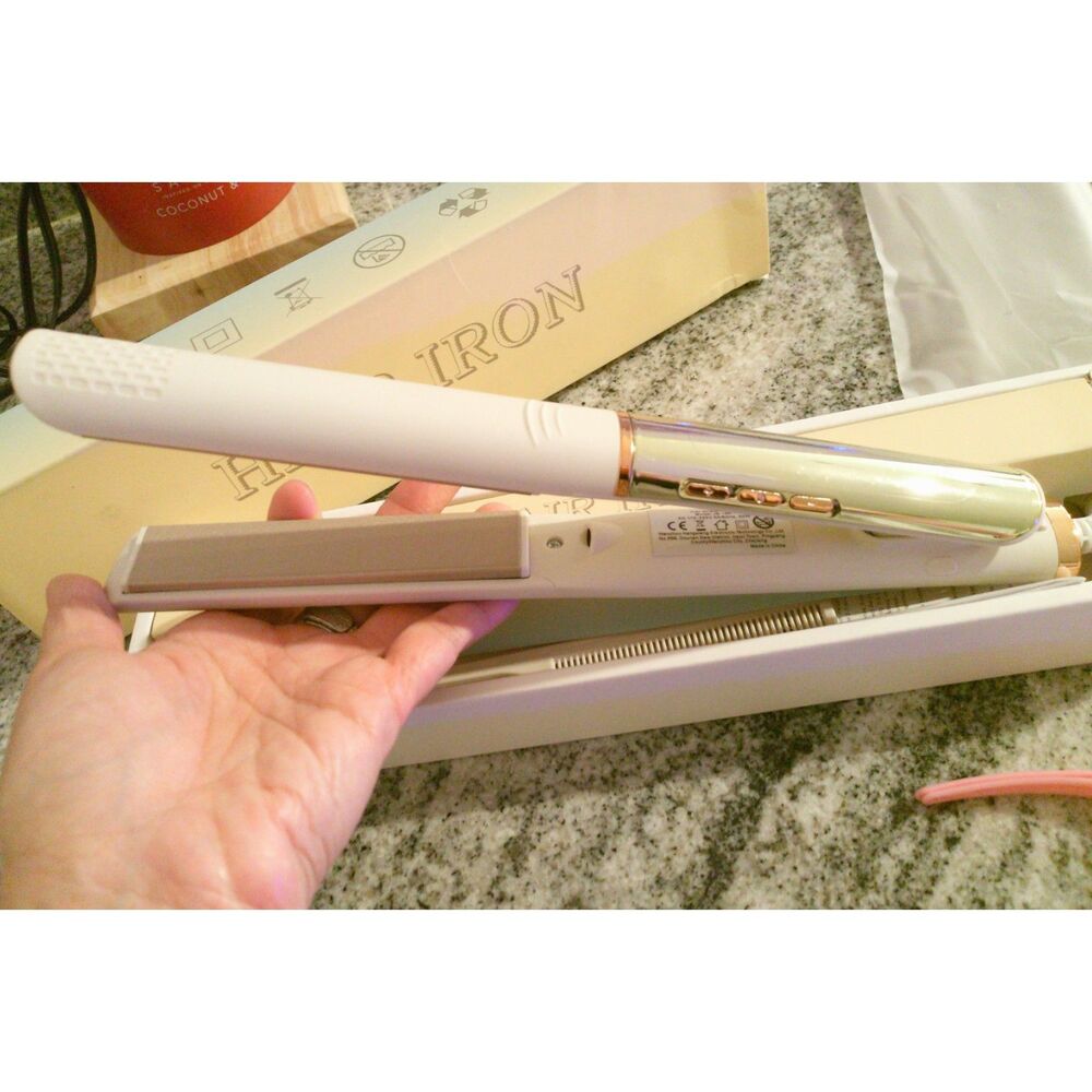 New Flat Iron Hair Straightener 20s Heat-Up 4 Temps LED Ionic White Gold - Picture 13 of 14